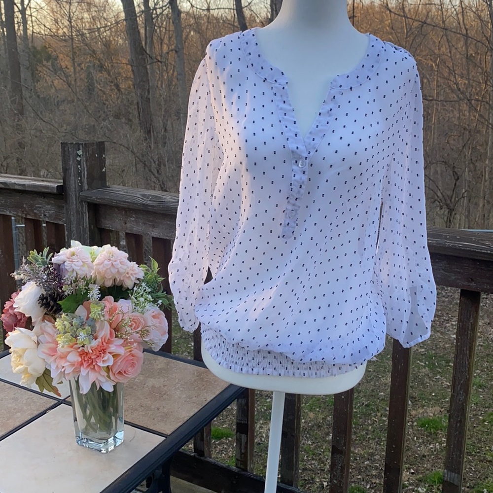 The Limited white/ black sheer blouse.Size medium